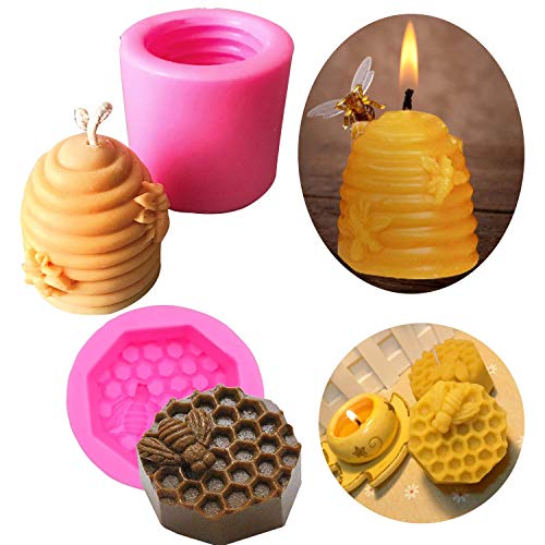 2 moldes para hacer jabón con forma de panal de abeja, de silicona, para decoración de pasteles, aromaterapia, chocolate, caramelos, para cumpleaños, boda, fiesta, decoración de bricolaje