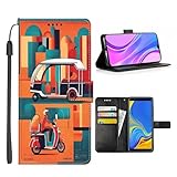 DAFEI Wallet Case for LG K52 K62 with Designer Motorbike Art-aa18 Pattern PU Leather Flip Folio ID&Credit Cards Pocket Lanyard