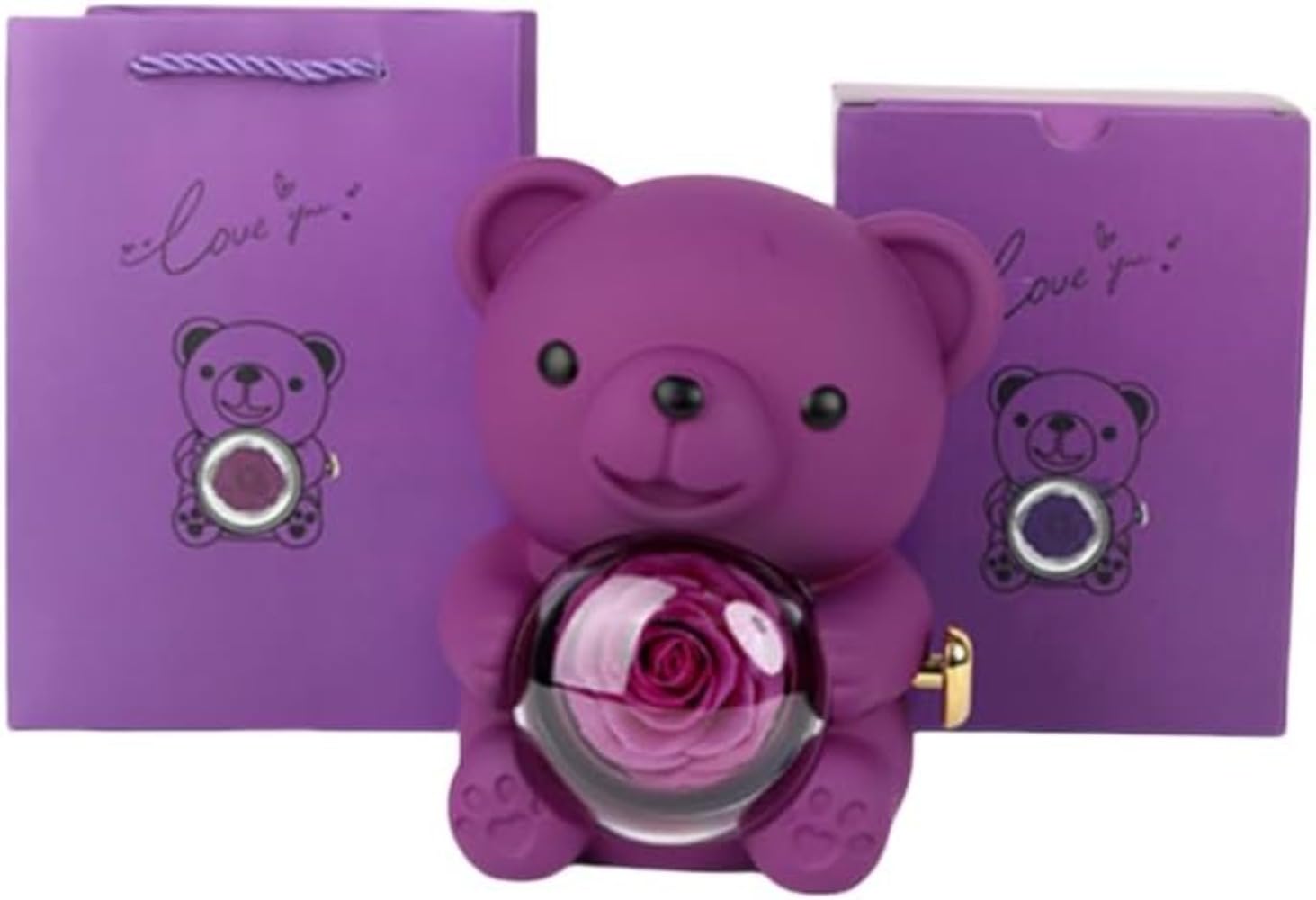 Amazon｜Arfobug 回転ベア ローズ ジュエリー ボックス ハグ ベア 永遠