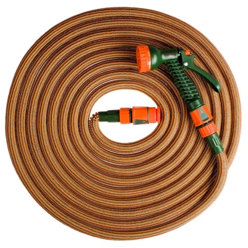 Mivos Manguera de agua flexible de hasta 50 m de longitud – para grifos de 1/2 y 3/4 pulgadas – Manguera de jardín ligera y sin pliegues para riego y limpieza – Manguera extensible con ducha de jardín - imagen 5