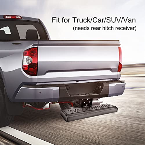 Heavy Duty Trailer Tow Hitch Steps (Large), 2'' Hitch Mounted Step And Bumper Protection Fit For Suv/Pickup Truck/Van, Double-Sided Use Non-Slip Pattern With Pin Lock & U-Bolts Stabilize #TOP1
