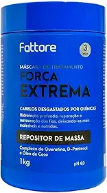 Fattore Máscara Capilar Força Extrema 1kg Repositor de Massa Hidratação Profunda Brilho Intenso pH 4.0 Ação Rápida 3 Minutos
