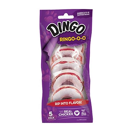 Dingo Ringo-o-o 5 Count, Ring-Shaped, Rawhide Chew For All Dogs