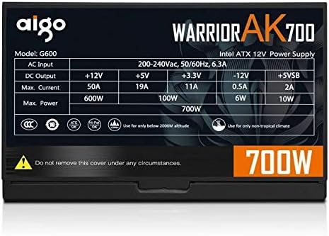 Aigo Warrior AK700 Max Power Supply specifications label