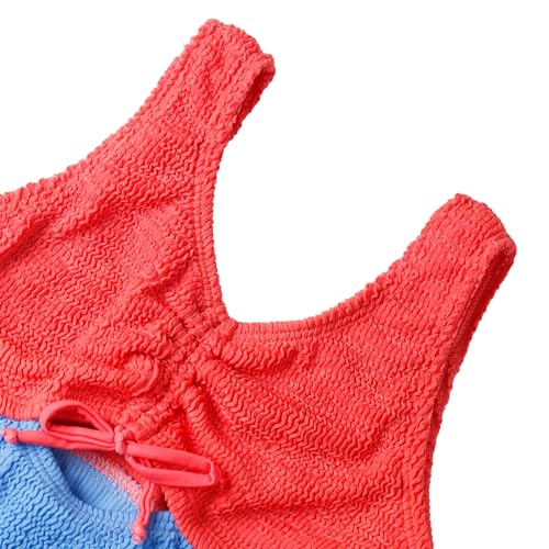LIZENS Girls One Piece Swimwear Ribbed Swimsuit Hollow Out Color Block Tie Wrap Beach Bathing Suit for Girls3
