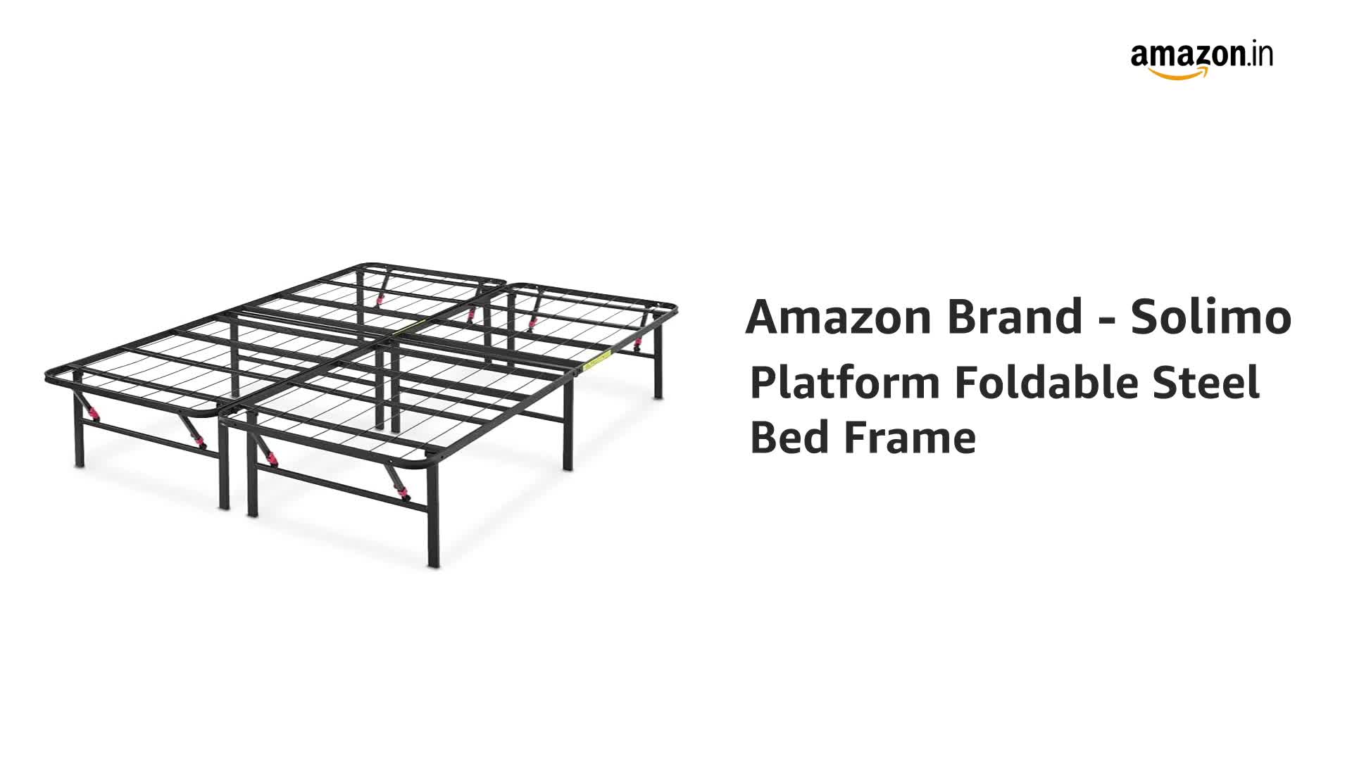 AmazonBasics Platform Foldable Steel Bed Frame, Black, Queen