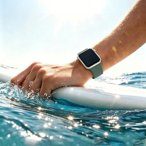 Image of Bands Compatible with Apple Watch 38mm 40mm 41mm 42mm 44mm 45mm 49mm, Soft Silicone Replacement Sport Accessory Strap Wristband for iWatch Series Ultra 8 7 6 5 4 3 2 1 SE Women Men Pine Green