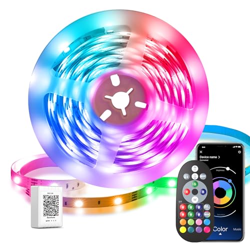 Ruban LED 10m RGB – Bande Lumineuse Bluetooth Liwqolx – Multicolore + Télécommande – Neuf