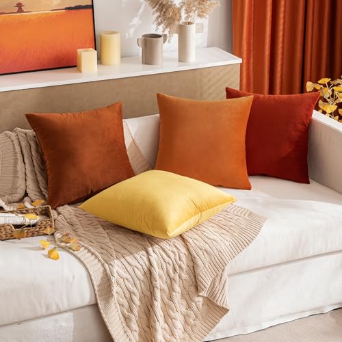 Image of MIULEE Velvet Throw Pillow Covers 12x20 Inch, Pack of 2 - Burnt Orange, Soft Solid Lumbar Decorative Pillow Covers Modern Luxury Home Decor for Chair Couch Sofa Bedroom Livingroom