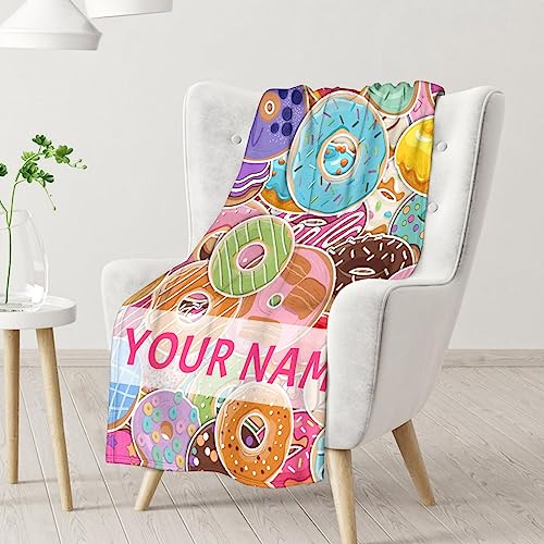 Girls Blanket - 30"x40" Cute Donut Throw Blanket Gifts for Kids & Adults - Personalized Colorful Soft Fuzzy Doughnut Blanket for Couch & Office