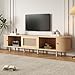 Merax Rattan TV Stand for 70 Inch TV, 180cm Oval TV Unit, TV Cabinet Storage Sideboard, Light Wood TV Console with Rounded Corners for Living Room
