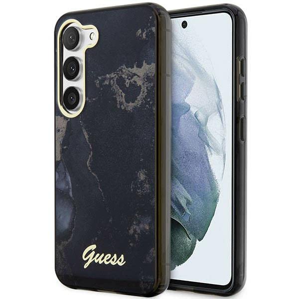 GUESS GUHCS23SHTMRSK Coque Rigide pour S23 S911 Noir Golden Marbre Collection