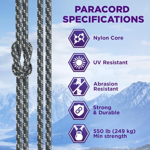 Image of TECEUM Reflective Paracord Rope 1000 - 1000ft /200ft /100ft /50ft - 40+ Colors - Glow in the Dark - para Cord - Utility Rope for Survival, Hunting & Camping Gear - Nylon String, Camping Rope, Tent Cord