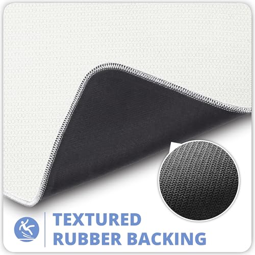 Bathroom Rugs Set 2 Pieces,Thin Bathroom Mats,Toilet Rugs,Quick Dry,Non-Slip,Machine Washable,Low Pile,Absorbent Bath Mats,Shower,Sink,Home Decor Accessories.White,1'5"x2'3"+1'8"x2" U Shape