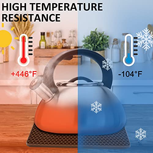 Image of 4 Pack Silicone Trivet Mats, Heat Resistant Hot Pot Holders and Pads for Kitchen Countertop, Non-Slip Brown Trivets for Pots and Pans, Hot Plate Coffee Mat