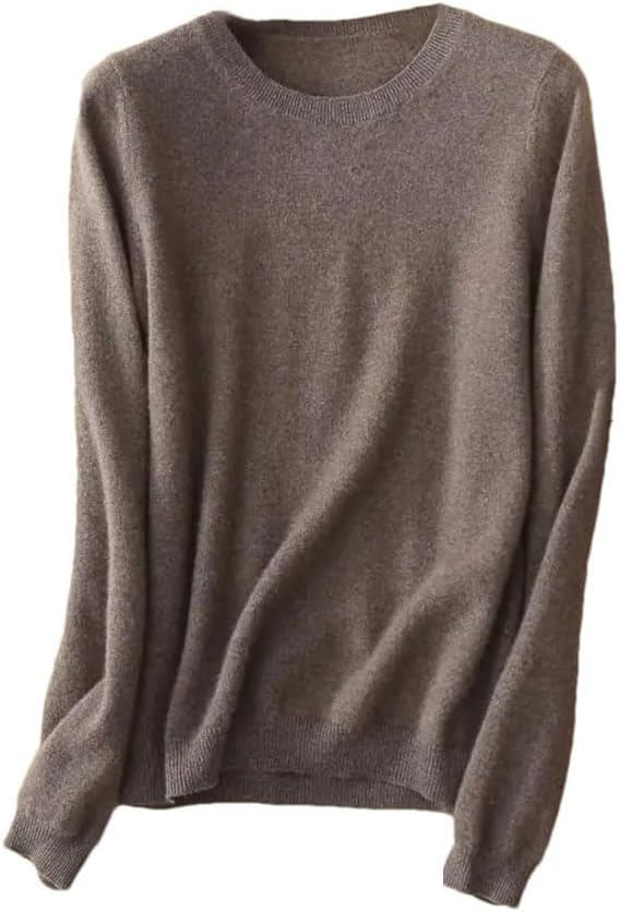 DBFBDTUCashmere Solid O-Neck Pullovers Women Sweater Long Sleeve Sweater