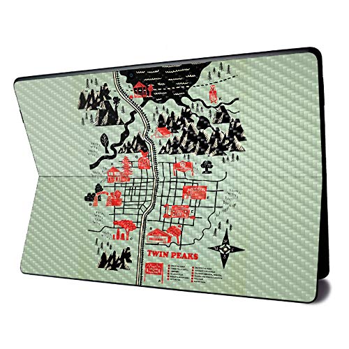 Image of MightySkins Carbon Fiber Skin for Microsoft Surface Pro X - Twin Peaks Map | Textured Carbon Fiber Finish | Easy to Apply, Remove, and Change Styles | Made in The USA