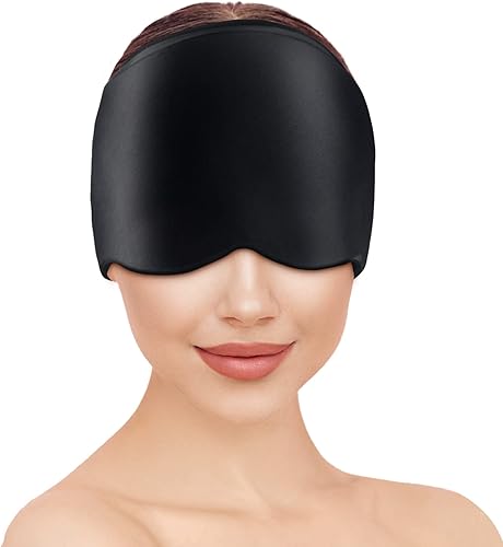 Gorro para aliviar la migraña, para migraña, tensión, senos nasales y estrés, compresa fría con terapia de frío y calor, negro, gel, reutilizable,