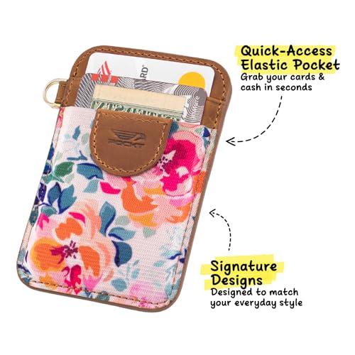 Image of POCKT Elastic Card Holder Wallet for Women and Men, Genuine Leather Slim RFID Blocking Front Pocket Credit Card Holder, Cute Small Minimalist Wallet | Season