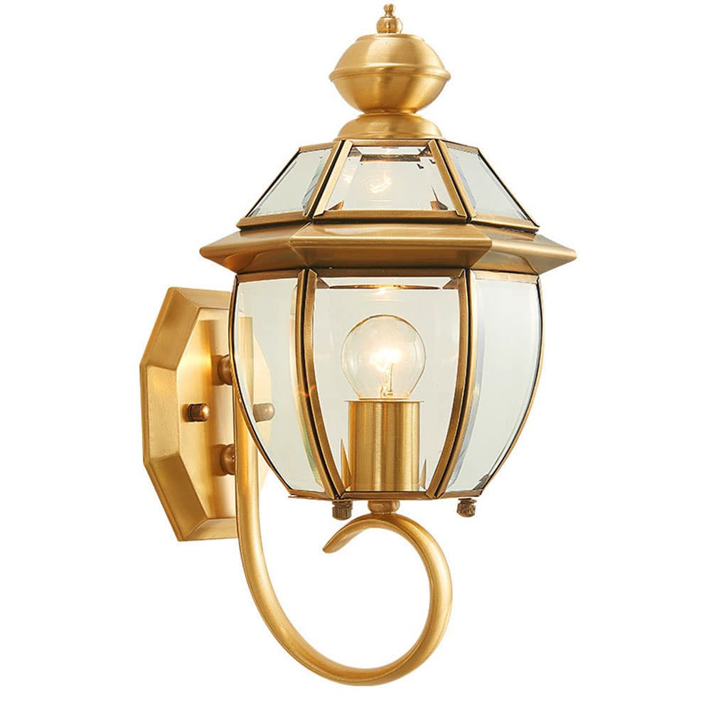 NHPJFDC European Style Outdoor Waterproof Wall Sconce Light - Vintage E27 Garden Lamp Glass Shade for Balcony, Patio, and