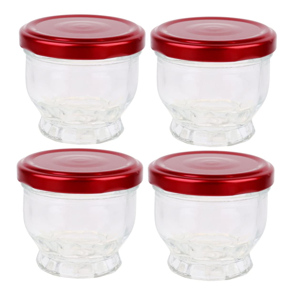 COLLBATH 4pcs Glass Dessert Jars Dessert Serving Bowl Wedding Favour Jars Ice Cream Cups Hi Honey Bottle Pudding Bottle Dessert Cups Candle Jars Pudding Cups Mason Jar Pudding Red