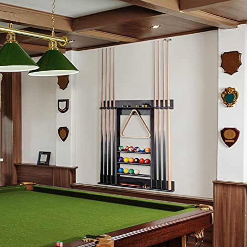 Xcsource Pool Stick Holder, Pool Cue Rack Wall Mount, 8 Pool Cue Holder Wall Billiard Cue Rack, Made Of 100% Solid Pine Wood, Pool Table Accessories For Billiard Room Or Club (Cue Rack Only) #TOP6