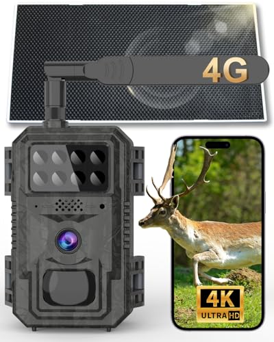 Vatony 4G Cellular Trail Camera-with 4K 48MP Wide Angle 120 Degree,Night Vision up to 100FT, Solar...