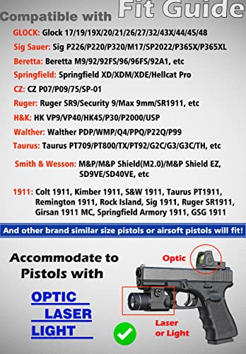 Universal Drop Leg Tactical Gun Holster fit Pistols with Optic/Light/Laser, Adjustable Thigh Nylon Gun Holster Compatible with Glock 1911 S&W Sig Sauer Ruger Taurus Berreta CZ HK and More