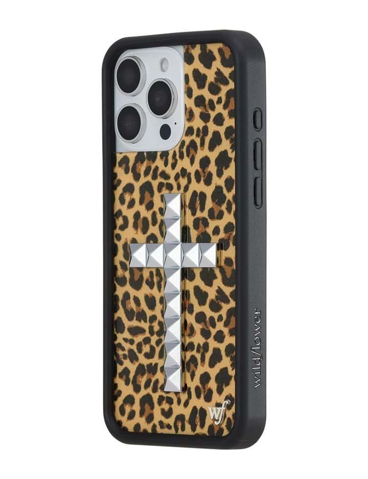 Image of Wildflower Cases - Compatible with iPhone 16 Pro Max | Protective Black Bumper, 6.5ft Drop Test Certified, Women Owned Small Business | Stud Cross Meow