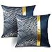 JOTOM Lot de 2 Housse de Coussin 45 x 45 cm Fil d'or Ondulé Décoratif Taie d'oreiller Polyester Maison Salon Canapé Chambre (Bleu Marin)