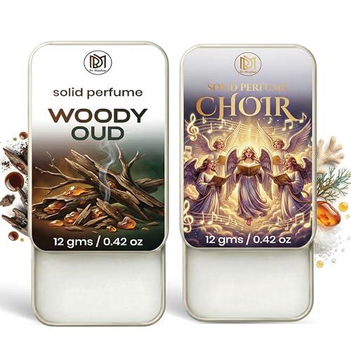 Image of Dr.Mashur Solid Perfume |Woody oud&Choir Alcohol Free Wax Perfume Balm, Long Lasting | Pocket Tin 12g, Pack Of 2| Non Greasy Smooth Glide, Travel Friendly Men And Women