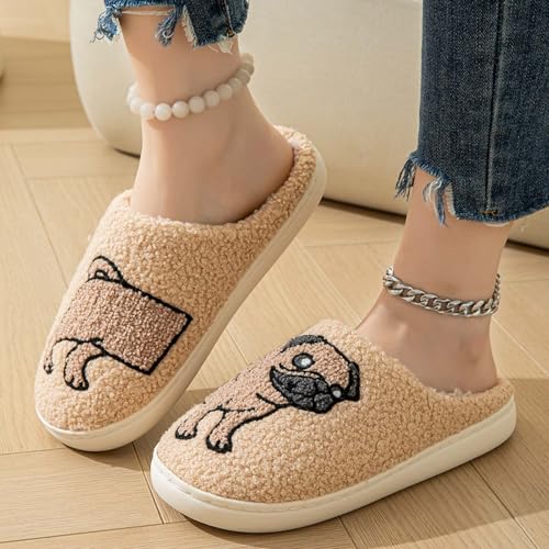 Image of Highland Cow Slippers for Women Plush Scottish Highland Cow Animal Slippers Warm Non Slip Home Indoor Slippers