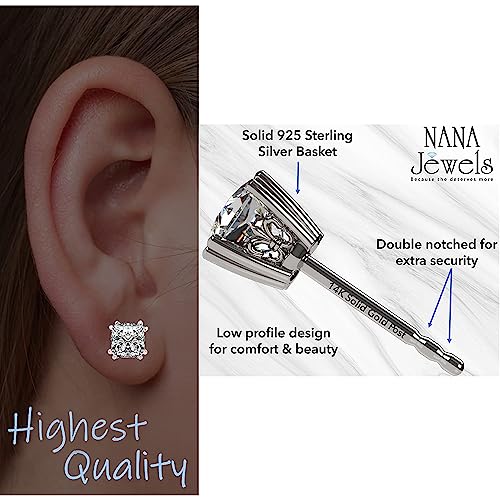 Cushion Cut Simulated Diamond Stud Earrings 14K Solid Gold Post & Sterling Silver-0.60ctw-4.00ctw CZ2