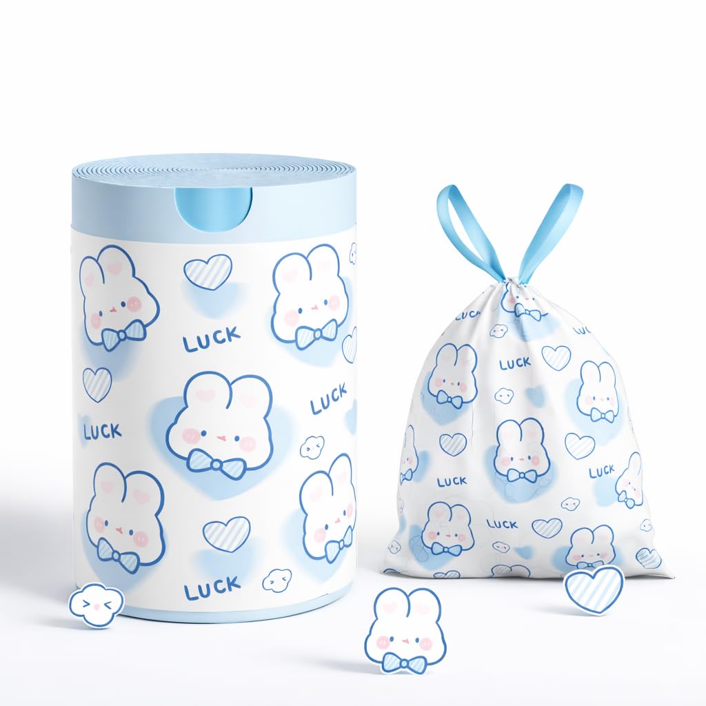 Cute Cartoon Design Garbage Bags Roll (50 Bags X 1 Roll) Heavy-Duty Small Kitchen Trash Bags with Detachable Drawstring Multi-Use Dustbin Bags for Wet & Dry Waste, Fruits, Vegetables & Shopping.-image-14