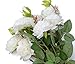 Final Sale! Large & Real Looking Artificial Silk Roses | Faux Flowers with Leaves | 8 Stems | Ivory White
