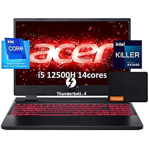 Acer 2022 NEW Nitro 5-15.6" 144 Hz IPS - Intel Core i5 12th 12500H - NVIDIA GeForce RTX 3050 - Thunderbolt 4 - Killer Wi-Fi 6 - Windows 11- Gaming Laptop w/Mouse pad (8GB RAM | 512GB PCIe SSD)