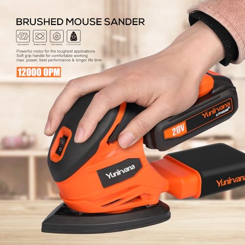 Yunirvana Cordless Sander 20V, Detail Sanders, 20Pcs Sandpapers,12000 RPM Sanders with Dust Collection System for Tight Spaces Sanding in Home Decoration, Battery and Charger Included 2 Yunirvana Cordless Sander 20V, Detail Sanders, 20Pcs Sandpapers,12000 RPM Sanders with Dust Collection System for Tight Spaces Sanding in Home Decoration, Battery and Charger Included - Image 2