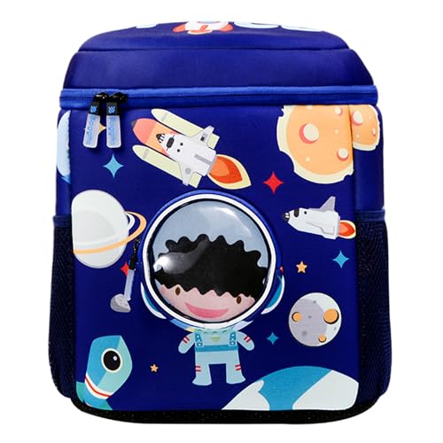 Image of Tukzer Baggita Kids School Bag, Printed Toddler Backpack for Boys Girls, Elementary Preschool Tuition Swimming Travel Multipurpose Bag| Water-Repellent Soft Neoprene (Space Man-Navy Blue)