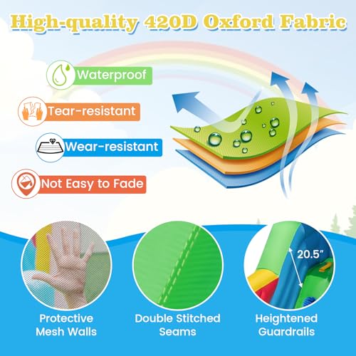 BOUNTECH Inflatable Bounce House, Clownland Bouncy House with Long Slide for Kids 3-6 Indoor Outdoor Backyard Fun w/Climbing Wall, Obstacles, Ball Pit, Toddler Bouncy Castle for Birthday Party Gifts - Image 7