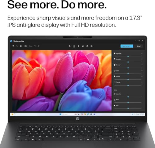 Image of HP Omnibook 3 17 inch Laptop, AMD Ryzen 3 30 (Beats Ryzen 5 7520U), Backlit Keyboard, 17.3 inch FHD IPS LED Display, 8GB DDR5 RAM, 256GB SSD, Built-in 1080p Webcam, Lightweight Design, Windows 11 Home