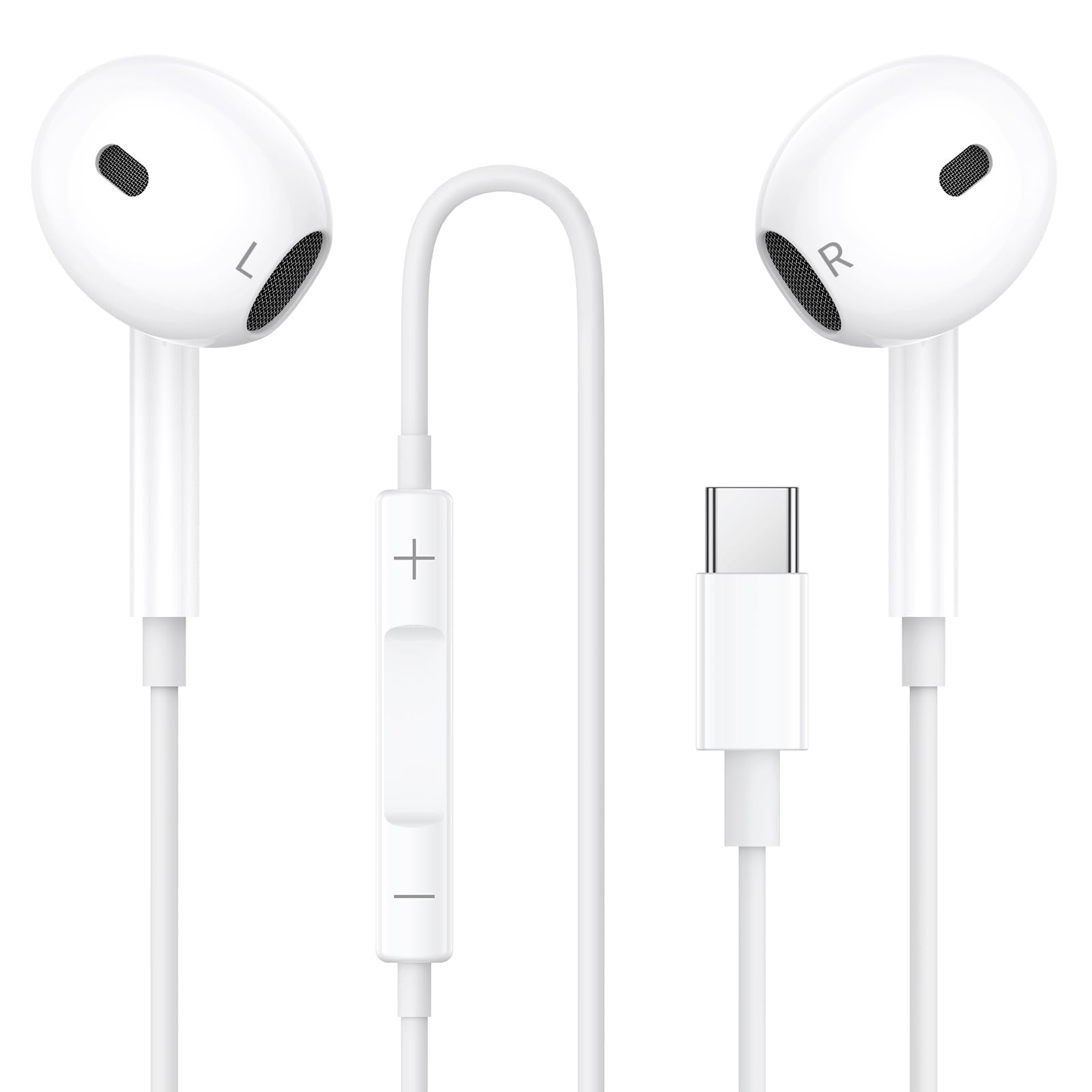 USB C Headphones for iPhone 15 16 17,In Ear Type C Wired Earphones, HiFi Stereo Wired Headphones USB C with Microphone &Volume Control for Samsung Galaxy S23 S22 S21 FE iPad Pro Huawei Google Pixel