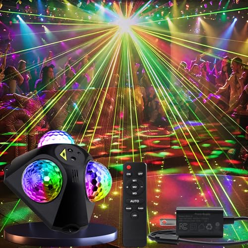 Disco Ball Party Lights Indoor Outdoor, Dj Lights Disco Ball Decor Party Strobe Light for Parties 3 Disco Balls Sound Activated with Remote Control Disco Light for Christams Halloween KTV Club Party
