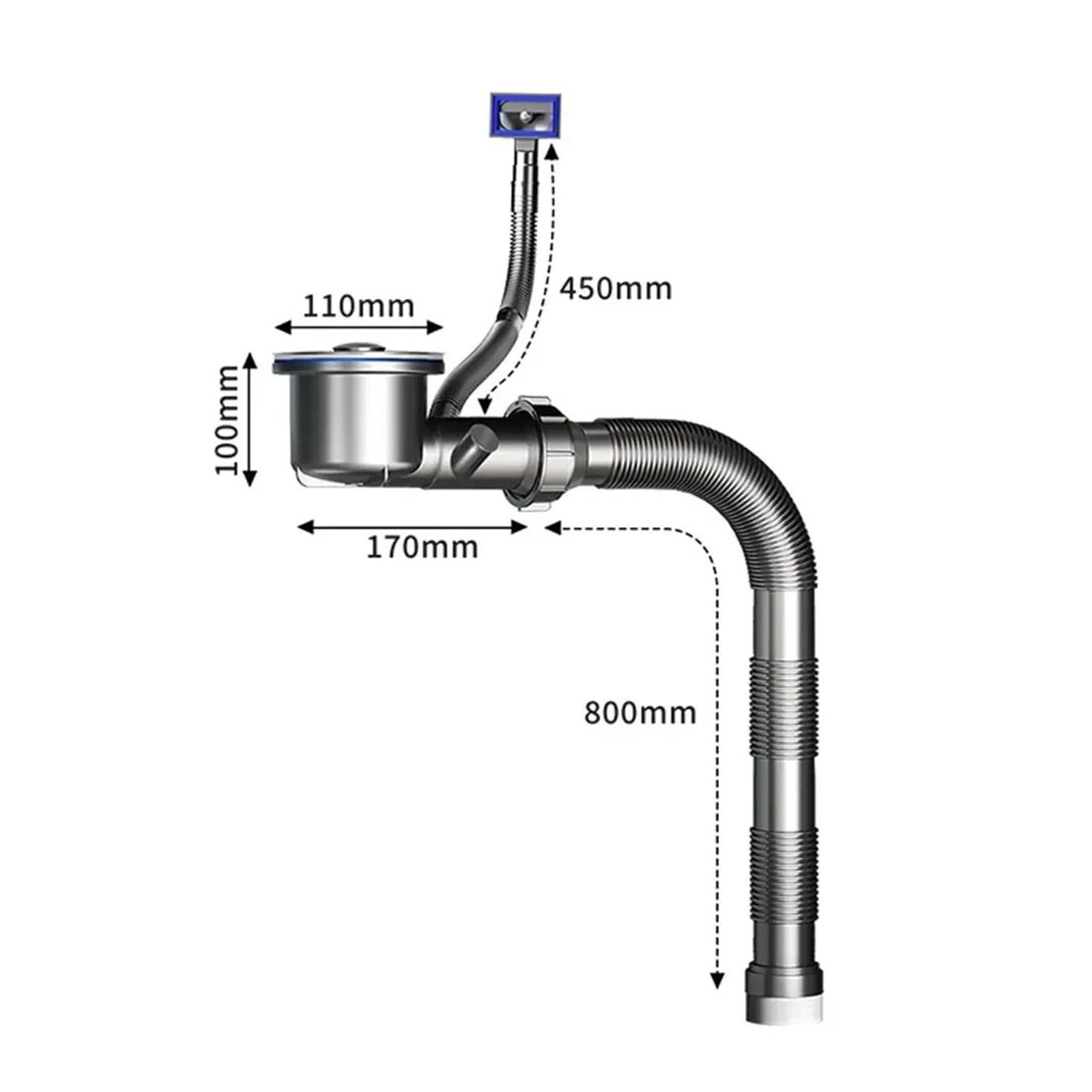 Desague Fregadero Tubería de drenaje del fregadero, juego extensión bajante retráctil, diseño Flexible, antiobstrucción, fácil instalación para Lavabo