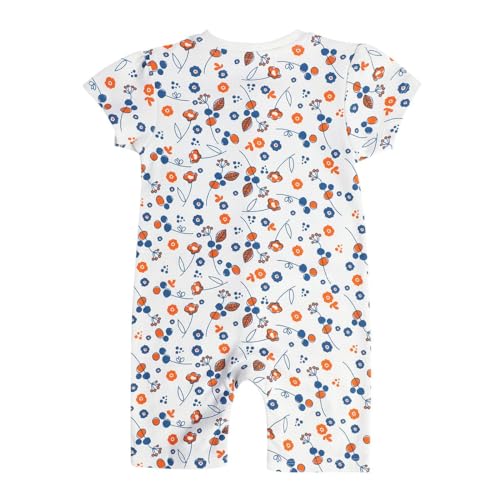 Image of miniklub Baby Round Neck Knitted Cotton Printed Romper, Pack of 2 (Peach /Blue Color)