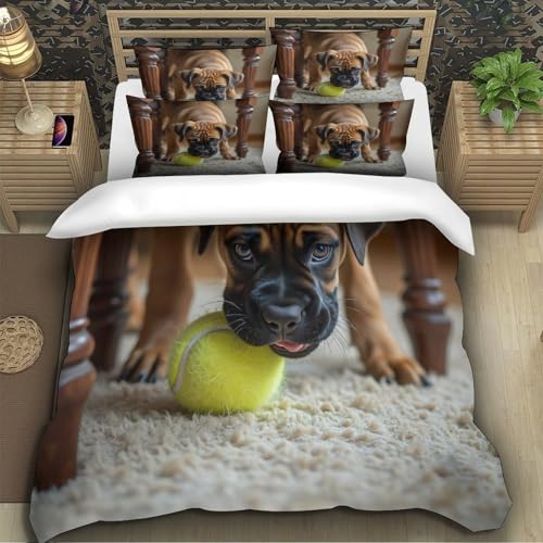 Parure de lit chiot mignon 220x240 cm avec housse de couette en microfibre - 5