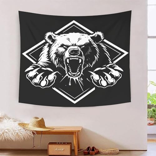 Tapisserie Ours 3D 180x230cm grand tissu mural déco chambre