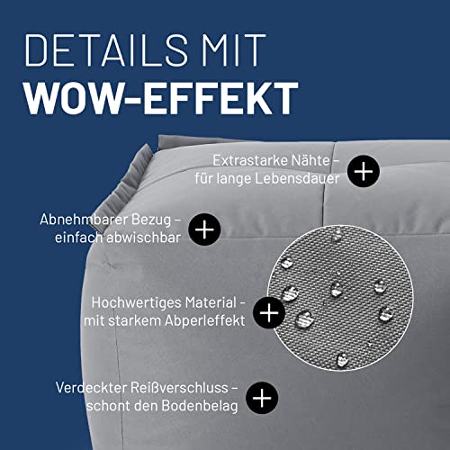 Lumaland Sitzsack-Lounge Modular Garnitur | 5-Teiliges Set | Indoor & Outdoor Sitz-Garnitur | Erweiterbar & Waschbare Sitzmöbel für Innenräume & Garten | Wasserfeste Chill-Out Lounge [Grau]