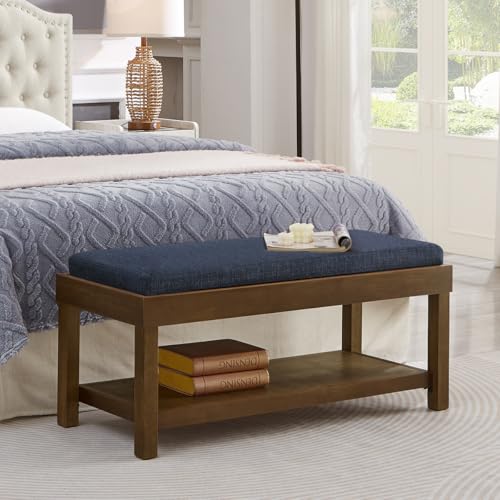 24KF Large Rectangular Storage Bench,Upholstered Seat Cushion,Ottoman Coffee Table with