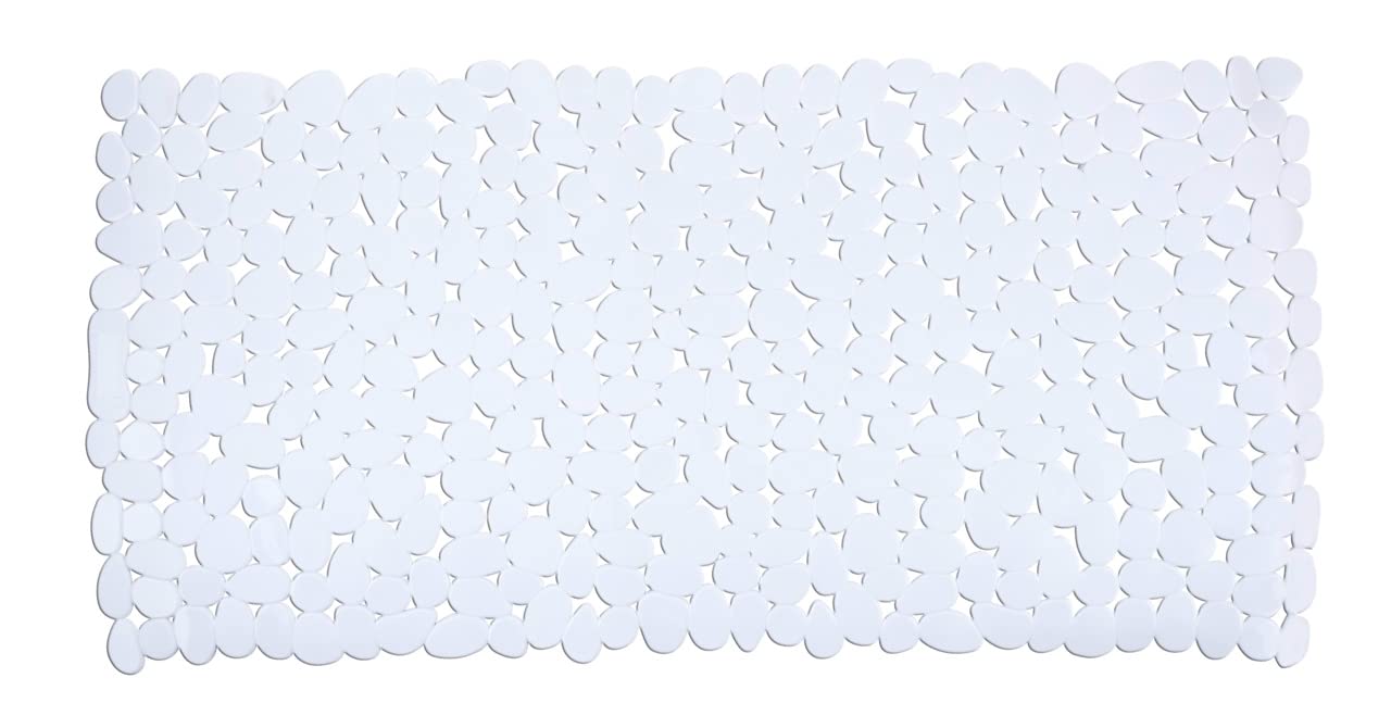 WENKO Tapis de baignoire Paradise blanc - antidérapant, ventouses, Plastique (TPR), 36 x 71 cm, Blanc