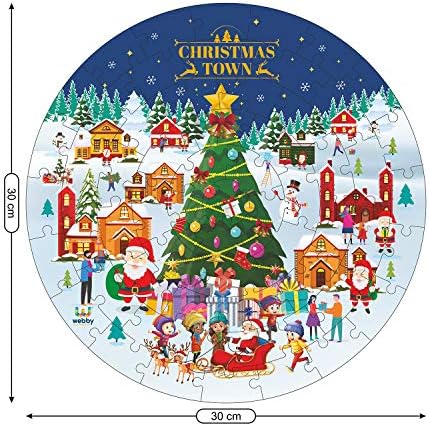 Webby Wooden Christmas Town Jigsaw Puzzles for Kids, 60 Pcs